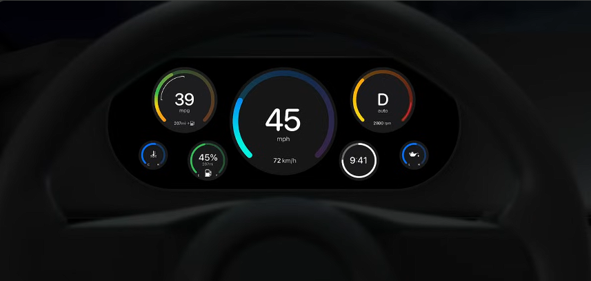 Image of a digital gauge cluster as a prototype